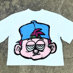 Camiseta Personalizada con Estampado de Dibujos Animados para Hombre, Estilo Hip Hop, Holgada, de Manga Corta, Informal, con Personajes Estampados y Logotipo - Product Image 2
