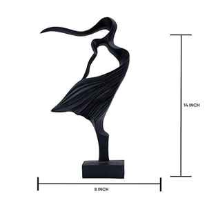 Escultura de Bailarina Abstracta |   Resina Negra Mate, Decoración Moderna para el Hogar - Product Image 3