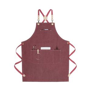 Men's Canvas Apron for Cooking and Grilling Workwear with Organic TPU Straps and <b>Synthetic</b> <b>Leather</b> Non-Waxed Pockets - Product Image 4