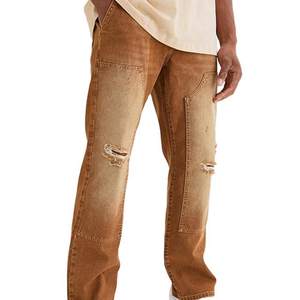 กางเกงยีนส์ผู้ชายซักเป็นกรดสำหรับผู้ชายกางเกงยีนส์ทรงตรงสไตล์สตรีทแฟชั่น - Product Image 5