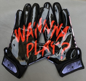 Guantes de fútbol de Diseño de equipo personalizado receptor americano cómodo suave pegajoso palma de goma transpirable empuñaduras deportivas - Product Image 2