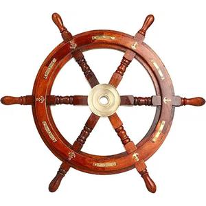 Roue de bateau en bois tenture murale roue de bateau en bois poli blanc décoration nautique et tentures murales pour la décoration de la maison - Product Image 6