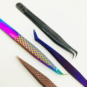 Pince à cils de volume de haute qualité poignée lisse pince à cils en acier inoxydable Extension de cils pince à épiler Logo durable vison - Product Image 6