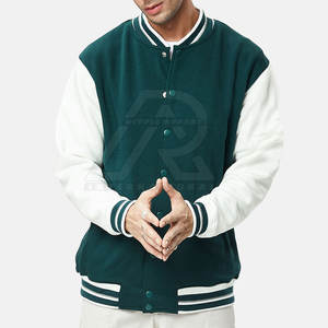 เสื้อแจ็กเก็ตเลตเตอร์แมนสำหรับผู้ชาย, เสื้อผ้าแนวสตรีทอบอุ่นใหม่ปกตั้ง100% ผ้าฝ้ายสีทึบปรับแต่งบริการ - Product Image 1