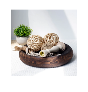 Tazón de masa decorativo de madera para decoración del hogar Tazón de centro de mesa único Tazón de masa redondo de madera de acacia para la venta - Product Image 1