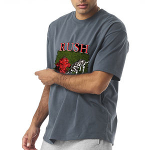 Camiseta personalizada de alta calidad con serigrafía DTG para hombre, camiseta de Color degradado lavado, camiseta regular de peso Retro callejero para hombre - Product Image 2