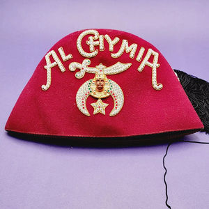 Chapeau de Fès Shriners Vintage avec pompon et strass franc-maçon chapeau maçonnique - Product Image 1