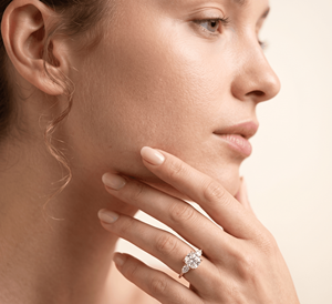 Central <b>Cushion</b> Cut Diamond Flanked By Two Pear-Shaped Side Diamond Engagement <b>Ring</b> for Women Lab Grown Diamonds - Product Image 6