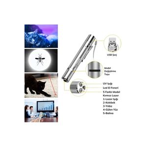 USB ricaricabile 3in 1 luce rossa + luce torcia a LED bianca + torcia elettrica UV gatto Laser - Product Image 6