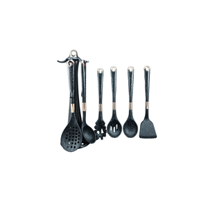 Juego de utensilios de cocina de silicona importados de 7 piezas, con mango negro punteado, cuchara resistente al calor, juego de herramientas de cocina de goma - Product Image 3