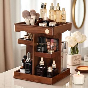 Organizador de Maquillaje de Madera Natural |   Acabado Artesanal |   Venta al por Mayor Directa de Fábrica - Product Image 1