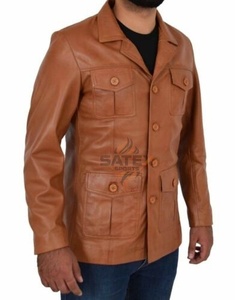 Chaqueta de Cuero Unisex Estilo Vaquero con Cuentas, Manga Regular, Flecos, Estilo Occidental, Color Marrón, Cuello Alto, Diseño Patchwork - Product Image 3