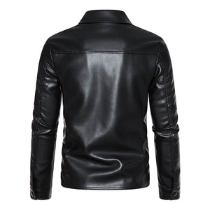 2025 dernière mode haute qualité hommes ajusté peau de vache veste noir et cuir PU à la mode coupe veste en cuir pour hommes - Product Image 4