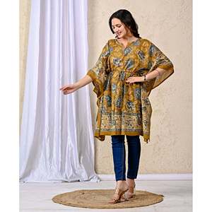 Caftán de Algodón Estampado a Mano, Vestido Casual Elegante para Mujer, Transpirable, Largo hasta el Suelo, para el Tiempo Libre, Club, Día de San Valentín - Product Image 4