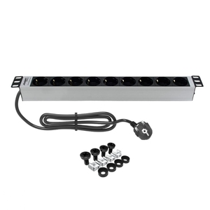 Unité de distribution d'alimentation PDU 19 pouces 9 voies 1U prise allemande 16A 250VAC à montage en rack - Product Image 1