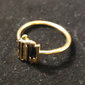 100% Natural <b>Black</b> Tourmaline Rough Gemstone 18K Gold Plated Handmade Bohemian Gypsy Setting Minimalist Unisex <b>Ring</b> Size US 8 - Product Image 1