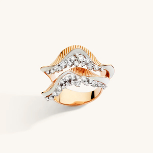 Contemporary Rose <b>Gold</b> Diamond Statement <b>Ring</b> with Unique Wavy Design - Product Image 2