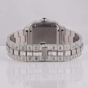 Wholesale Luxury Moissanite Diamond Stainless Steel Invisible Setting <b>Skeleton</b> <b>Watch</b> Leather Strap Pointer Water Resistant - Product Image 3