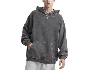 Custom Street wear Hoodie No String Fleece Blank Zip up Vintage Double Layer Acid Technique Solid Pattern Lined - Product Image 6
