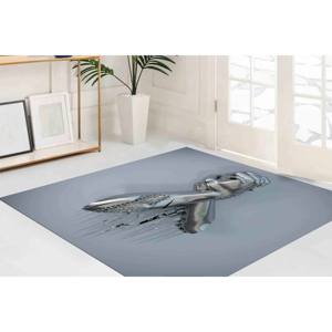 Tapis imprimé à la main en argent 3D, facile à nettoyer, grand cadeau d'extérieur, tapis fin non tissé - Product Image 3