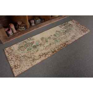 Alfombra de lana turca vintage de 18x6 pies, beige, marrón, clásica, área grande, patrón de retazos tradicional, respaldo de látex para uso en el pasillo - Product Image 5