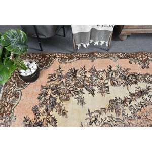 Traditional Beige Brown Wool <b>Rug</b> 5.4 X 9 ft Classic Vintage Turkish Design Patchwork Latex for Bedroom Use <b>Hallway</b> <b>Rug</b> - Product Image 2
