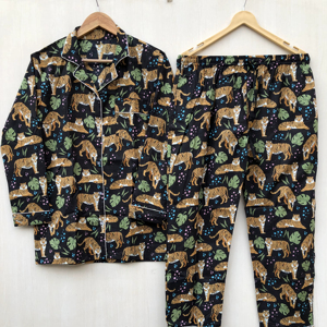 Block floral Indian set print <b>pajama</b> set night wear <b>suit</b> party wear <b>suit</b> cotton wear night dress Gift for her - Product Image 1