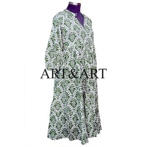 Robe midi confortable et légère pour femmes, manches 3/4, élégante, à fleurs, imprimée à la main, tricotée, lavable, décontractée, pour les fêtes - Product Image 5