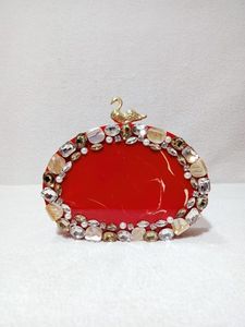 Résine époxy de haute qualité avec pochette en pierre sac à main chaîne en métal sacs à bandoulière Unique fabriqué à la main conception de mariage embrayage sac acrylique - Product Image 5