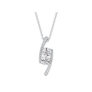 Elegant 925 Silver Rhodium Plated Diamond Pendant With Round Brilliant Cut Stones Classic Women's Engagement <b>Necklace</b> - Product Image 3