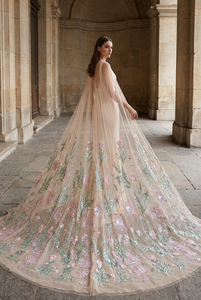 Tissu en tulle uni brodé de sequins floraux, 100% polyester, dentelle textile pour la décoration de robes de filles, vente en gros personnalisée - Product Image 2