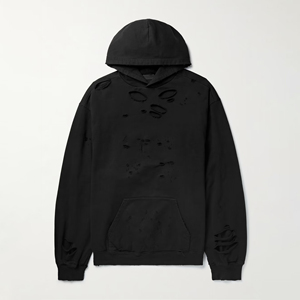Sweat à capuche surdimensionné personnalisé imprimé à l'écran pour homme, hiver, poids lourd, 100% coton, effet vieilli pour la manche, polaire respirant, noir - Product Image 4