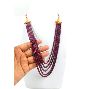 Collar de cuentas de rubí rosa de 3-4mm, cuentas de rubí Natural hechas a mano de 5 capas, con cuentas de piedras preciosas - Product Image 4