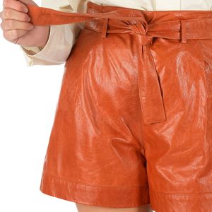 Solid Pattern Women Genuine Cowhide <b>Leather</b> <b>Shorts</b> with Belt High Quality Wholesale <b>Ladies</b> <b>Leather</b> <b>Shorts</b> - Product Image 3