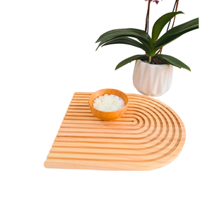 Vente en gros de plateau de service en bois naturel de style nordique Design artisanal écologique prix d'usine articles décoratifs arc-en-ciel - Product Image 1