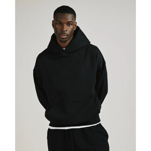 Custom Made High Quality <b>Black</b> Color <b>Men's</b> <b>Hoodie</b> 100% Cotton Pocket Design Screen Printing <b>Plain</b> Pullover <b>Hoodie</b> For <b>Men</b> - Product Image 5
