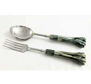 Ensemble de 2 couverts à salade en acier inoxydable et résine écologique, outils à salade de haute qualité à prix abordable pour la cuisine à domicile - Product Image 2