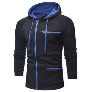 Sudadera con Capucha para Hombre, de Algodón de Alta Calidad, con Cierre Azul y Cuentas, Color Negro, de Invierno, Venta Caliente, Personalizable con Logotipo - Product Image 6