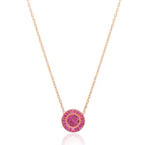 Colgante con Diseño Geométrico Redondo, Adornado con Circonita Rubí, Hecho a Mano en Turquía, Joyería de Plata de Ley 925 al por Mayor - Product Image 1