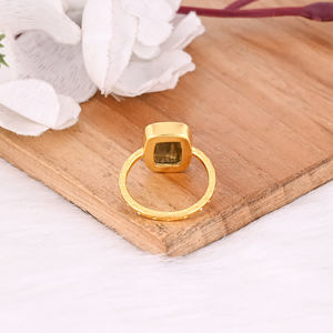 Bague classique en labradorite, plaquée or jaune, argent sterling 925, bague tendance, mariages, fêtes, cadeau élégant pour femmes - Product Image 6