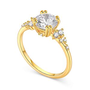 แหวนเพชรทรงคลัสเตอร์เคลือบทอง 18K ยี่ห้อเจลูเลีย - แหวนเงินแท้สไตล์โรแมนติก - Product Image 3