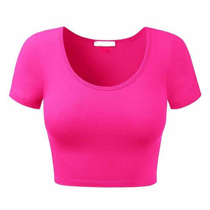 Camiseta corta informal para mujer Camiseta ajustada de algodón y poliéster de longitud corta con diseño impreso y logotipo para el verano - Product Image 6
