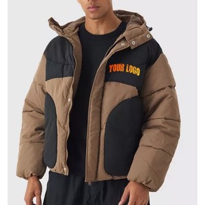 Chaqueta acolchada de retazos personalizada para hombre, cortavientos, chaqueta acolchada ligera personalizada para hombre, chaqueta de plumón con capucha, abrigo holgado de gran tamaño - Product Image 1