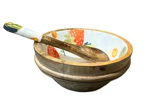 ชามไม้สำหรับตกแต่งทำจากไม้มะม่วงเบอร์รี่ชามสลัดพร้อมเครื่องใช้ในการรับประทานอาหารไม้ - Product Image 2