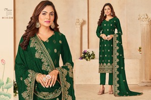 Nuevo 2023 Designer Party Wear Blooming Vichitra Silk Salwar Kameez con Dupatta con trabajo de bordado al precio más bajo para la venta - Product Image 4