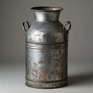 Lata de leche galvanizada antigua de primera calidad con asas rústicas, perfecta para cocinas, jardín al aire libre, cafetería, interiores de granja tradicionales - Product Image 3