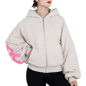 heavyweight oversize hoodies manufacturer custom logo plus size women High quality puff print women's hoodies sweatshirt women