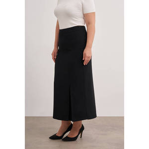 <b>Black</b> Tight Slim <b>Pencil</b> <b>Skirt</b> with Slit and Ruffles-Large Breathable 100% PES - Product Image 4