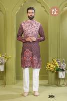 Kurta élégant pour hommes avec motif complexe et détails de style Kurta parfait pour les occasions festives et les mariages