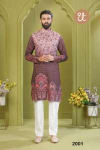 Kurta elegante para hombres con patrón intrincado y detalles de estilo Kurta perfecto para ocasiones festivas y bodas - Product Image 5